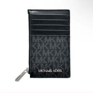 Michael Kors MK Monogram Black Card Holder Wallet NEW
